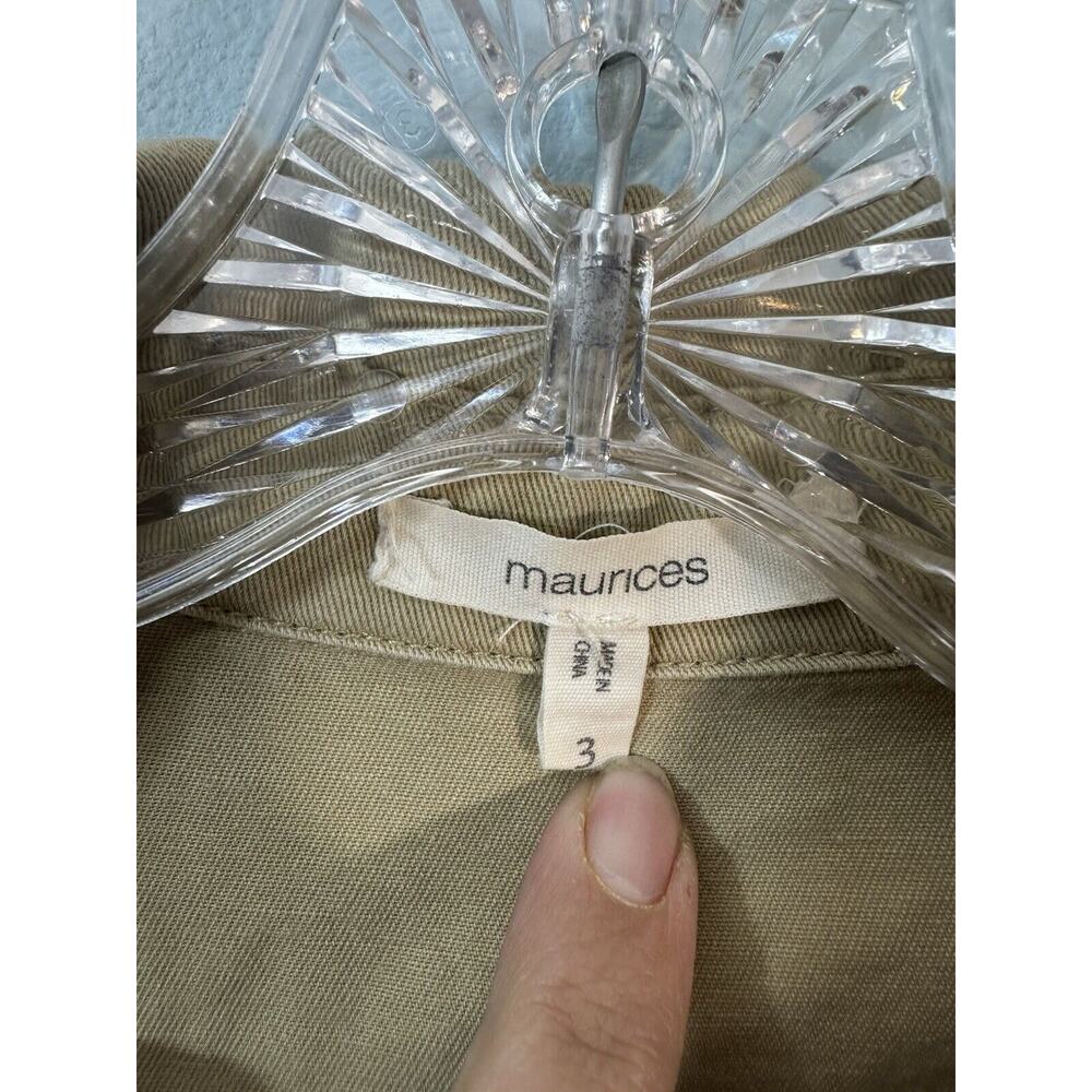 Maurices Plus Size 3 Beige Button Down Pelted Tre… - image 3